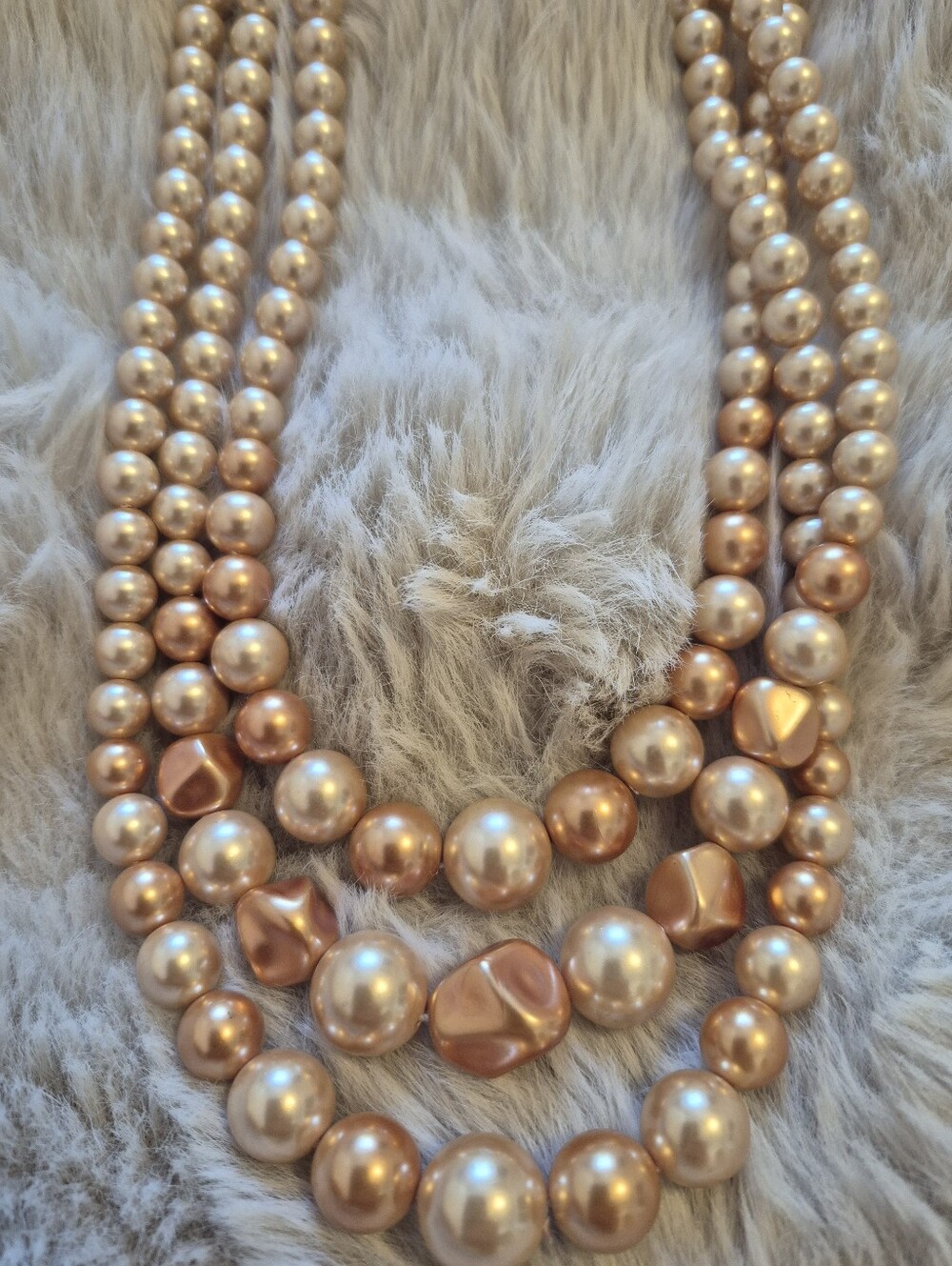 Elegant Multi-Strand Champagne Pearl Necklace - Vintage